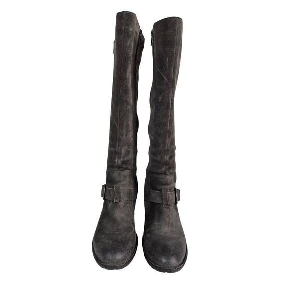 Born Gray Leather Suede Riding Boots Equestrian Buckle Wide Calf  Sz 9 MW NWOB - Picture 6 of 9